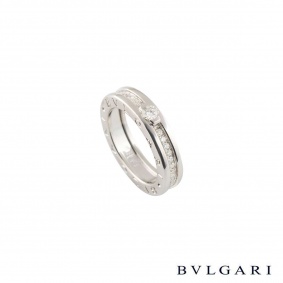 Bvlgari White Gold Diamond B.Zero1 Ring Size 50 AN852397